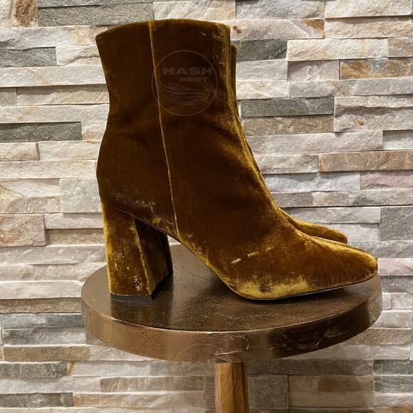 Sam Edelman 8.5 Codie Rust Velvet Ankle Boots | Block Heel, Luxe Holiday Shoe - Picture 1 of 11